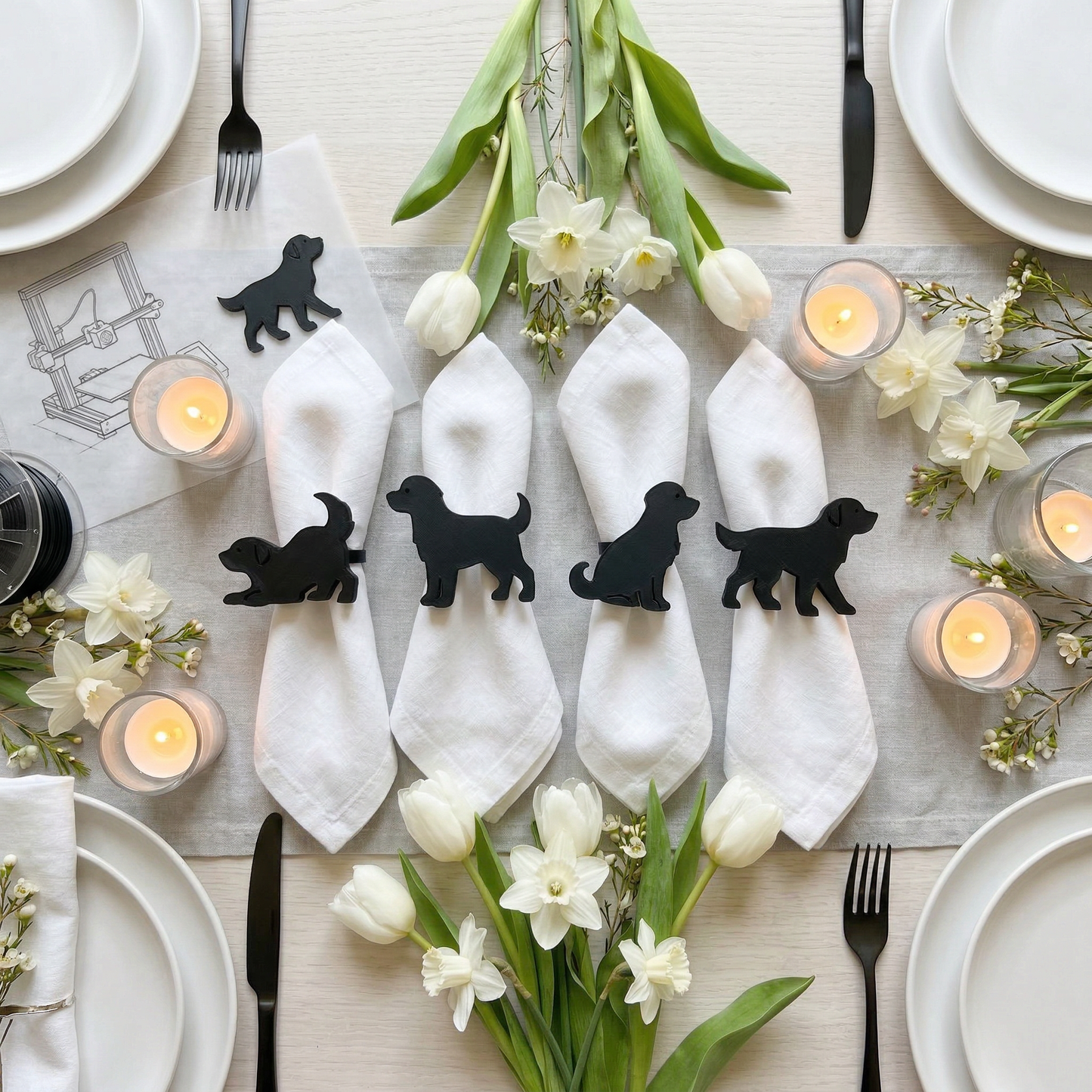 Serviettenringe „Hund“ | 3D‑Druck Hunde Tischdeko