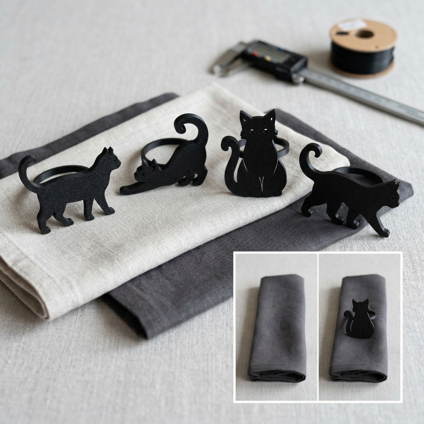 Serviettenringe „Katze“ | 3D‑Druck Katzen Tischdeko