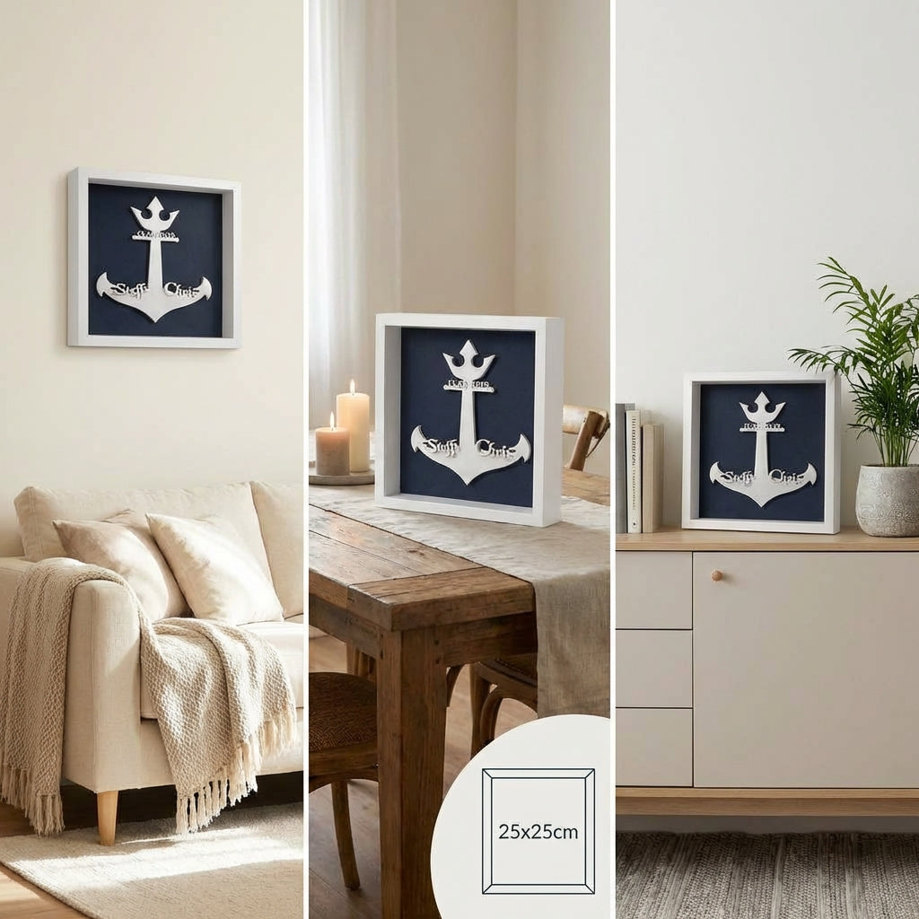 Personalisierter Anker im Rahmen | 3D‑Druck maritime Deko & Geschenk