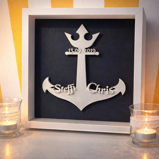 Personalisierter Anker im Rahmen | 3D‑Druck maritime Deko & Geschenk