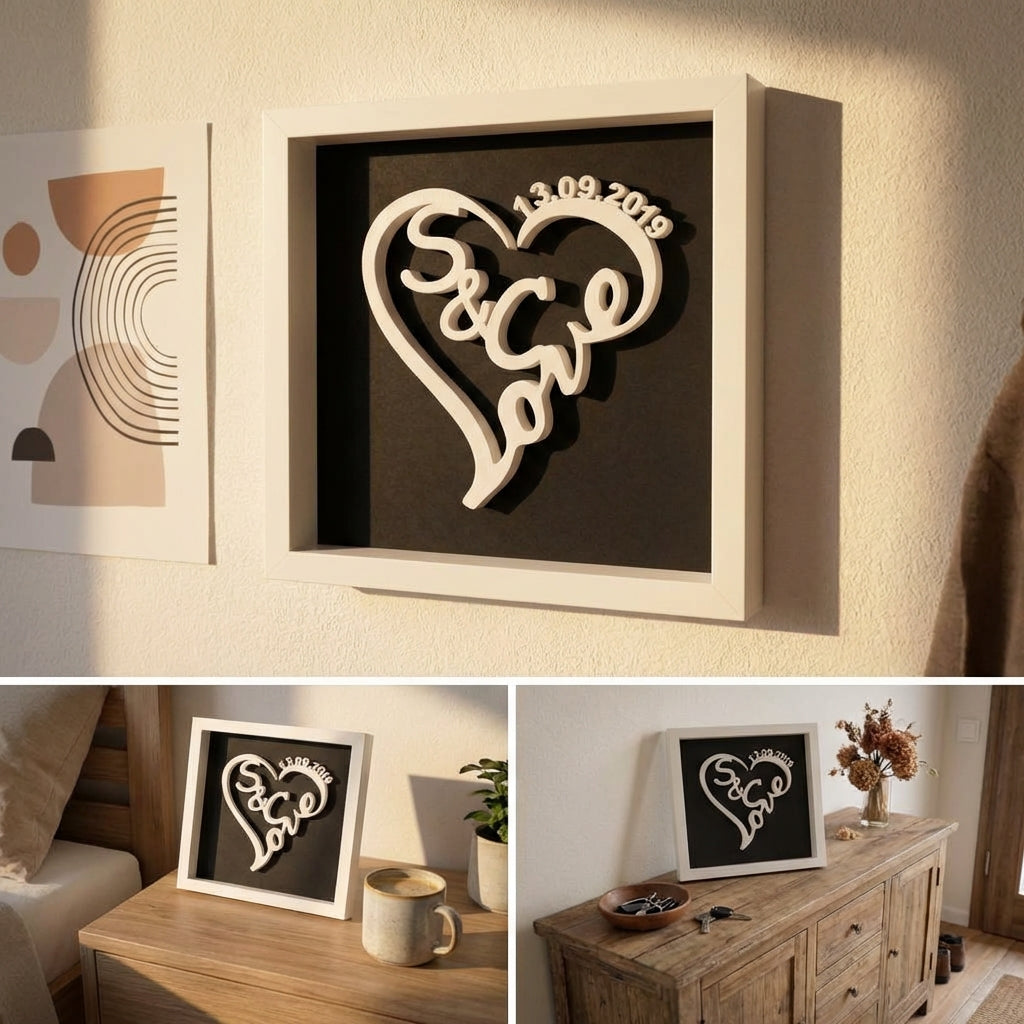 Love-Schriftzug in Herzform gerahmt | Personalisiertes Geschenk