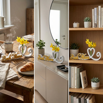 Muttertags‑Geschenk „Herzlinie“ | 3D‑Druck Deko in Marmor‑Optik