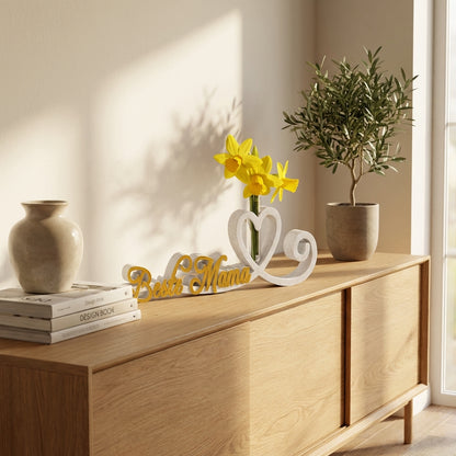 Muttertags‑Geschenk „Herzlinie“ | 3D‑Druck Deko in Marmor‑Optik