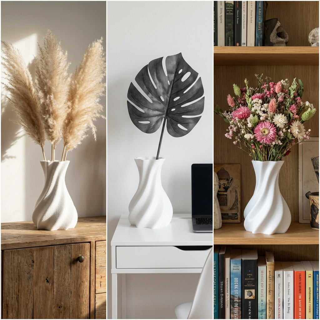 Moderne 3D‑Vase „Mona“ | nachhaltiges PLA in Marmor‑Optik