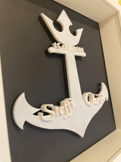 Personalisierter Anker im Rahmen | 3D‑Druck maritime Deko & Geschenk
