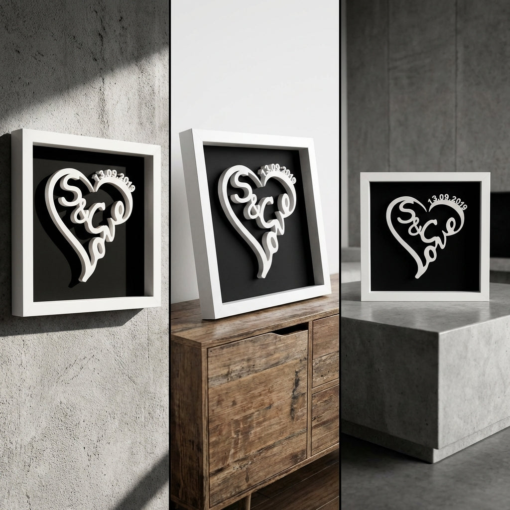 Love-Schriftzug in Herzform gerahmt | Personalisiertes Geschenk