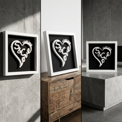 Love-Schriftzug in Herzform gerahmt | Personalisiertes Geschenk