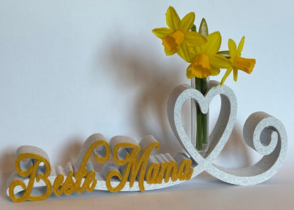 Muttertags‑Geschenk „Herzlinie“ | 3D‑Druck Deko in Marmor‑Optik