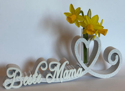 Muttertags‑Geschenk „Herzlinie“ | 3D‑Druck Deko in Marmor‑Optik