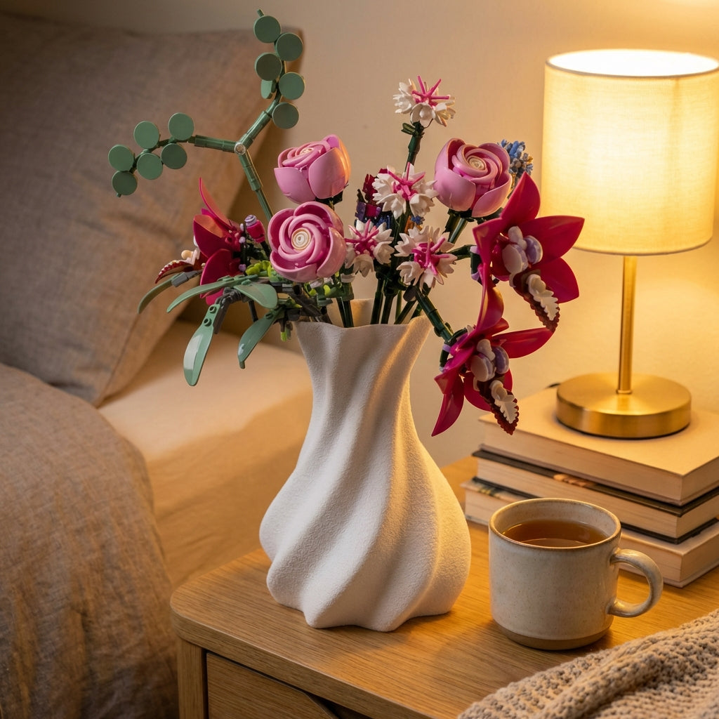 Moderne 3D‑Vase „Mona“ | nachhaltiges PLA in Marmor‑Optik