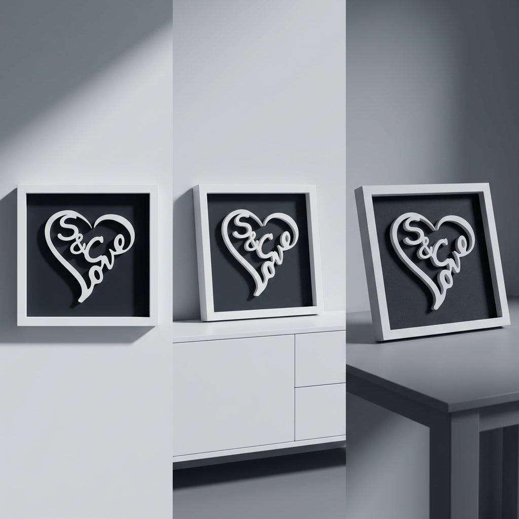 Love-Schriftzug in Herzform gerahmt | Personalisiertes Geschenk